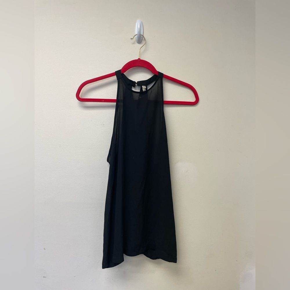 B.B. Dakota High Neck Black Sheer Flowy Dressy Tank Top Size XS